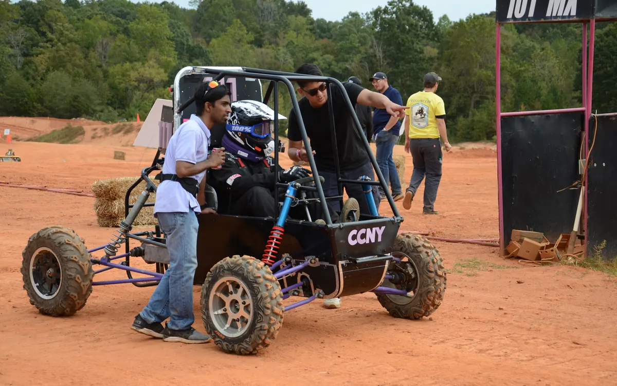 The CCNY Baja car on the course